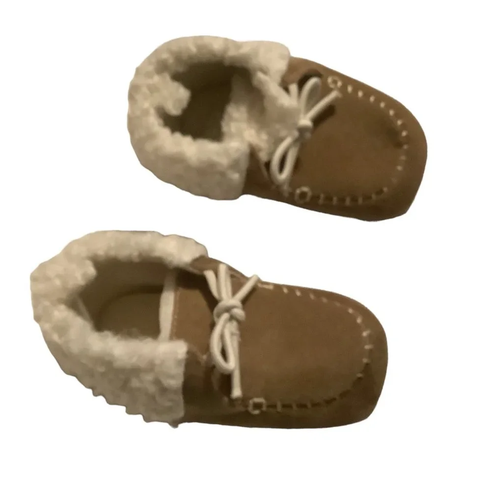 baby B'gosh Moccasins Infant 9-12 Mo. Style OK02476 Brown Faux Fur